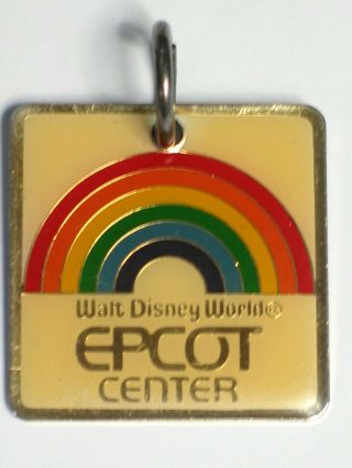 Walt Disney World Epcot Center Rainbow Keychain Gold Vtg 1981 Taiwan