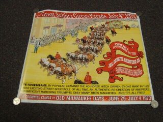 Circa 1973 Great Schlitz Circus Parade Poster,  Milwaukee,  Wisconsin