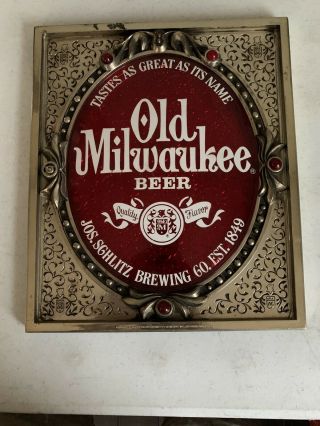Vintage 1976 Old Milwaukee Beer Sign Advertising - Plastic/ 11 - 1/2wx13 - 3/4l