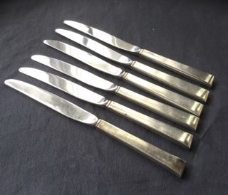 Vintage Set of 6 Reed & Barton CLASSIC ROSE Sterling Silver Handle Dinner Knives 3