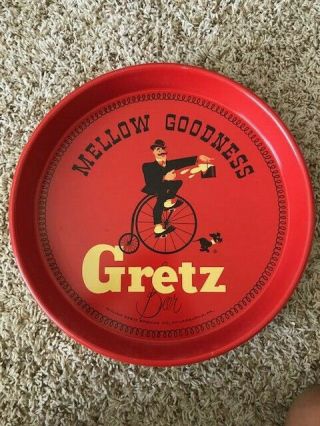 Vintage " Mellow Goodness Gretz Beer " Tray,  Beer Advertising Memorabilia