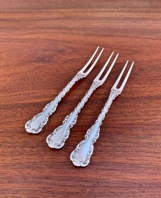 (3) Whiting Sterling Silver 2 - Tine Strawberry Forks - Louis Xv 1891 No Monograms