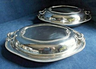 Pair Large 12 " Silver Plated Serving Dishes C1900 By James Deakin