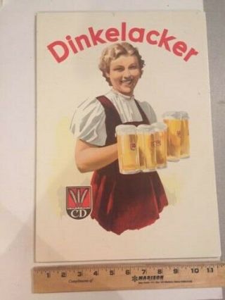 Rare Vintage Dinkelacker Cd German Beer Biere Sign With Girl