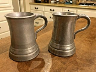 Set Of 2 Vintage Wilton Pewter Armetale Heavy Beer Stein Mugs Drinking Cups Usa