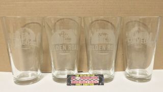 Golden Road Brewing Company Set Of (4) 16 Oz Pint Beer Glasses -
