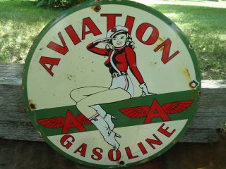 Vintage Dated 1931 Flying A Aviation Gasoline Porcelain Gas Pump Sign