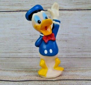 Vintage Vinyl Rubber Donald Duck Waving Figure Toy Disney Character 3.  5 "