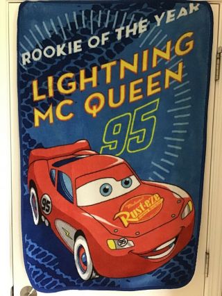 Lightning Mcqueen Fleece Baby Blanket 44” X 30” Disney Throw Car Cars 95