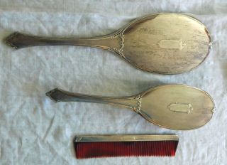 Fine Old Sterling Silver Dresser Hair Brush Comb Mirror Set,  Slb