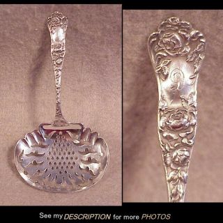 Antique George Shiebler Sterling Silver Nut Spoon American Beauty Pattern