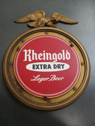 Vintage Rheingold Extra Dry Lager Beer Wooden Wall Sign Plaque Good Cond