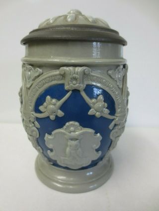 Vintage Mettlach Villeroy & Boch Beer Stein with Cameo Relief Owl & Shield 2077 2