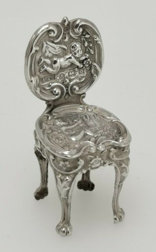 Vintage 1901 Levi & Salaman Victorian Solid Sterling Silver Cherub Angel Chair