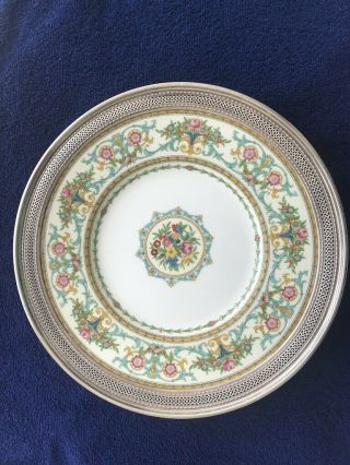 Antique Mintons Plate With Sterling Frame 12 "