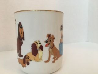 Lady And The Tramp Disneyland Disney World Vintage Coffee Cup Mug Gold Trim