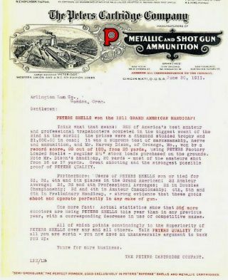 Illustrated Letter - Peters Cartridge Co.  Advertising Trapshooter Contest 1911