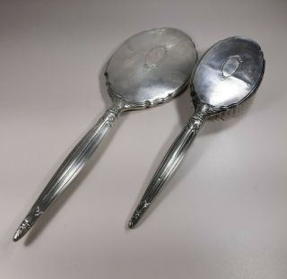Saart Brothers S&b Sterling Silver Vintage Hand Mirror And Brush (1lb 2.  2oz)