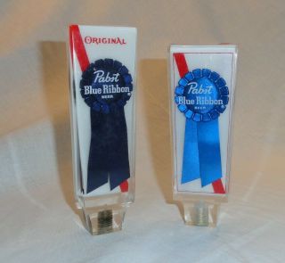 2 Vintage Pabst Blue Ribbon Beer Tap Knob Handles Clear Pbr B Breweries