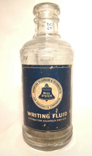 Bell Telephone At&t Vintage Master Ink " Writing Fluid " Bottle - Circa 1920 