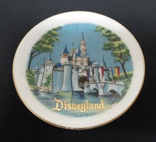 Miniture Vintage Disneyland Castle Souvenir Plate Walt Disney Productions Japan