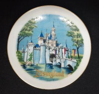 Miniture Vintage Disneyland Castle Souvenir Plate Walt Disney Productions Japan 2