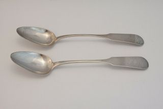 Coin Silver - Set Of 2 Serving Spoons