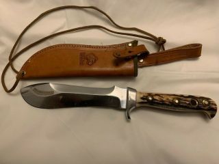 Vintage Puma Germany Mod6375 White Hunter Stag Hunting Knife Org.  Leather Sheath