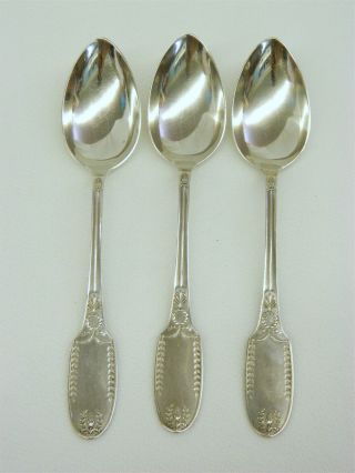 3 Antique Alvin Sterling Silver Marie Antoinette 7 " Dessert Soup Spoons