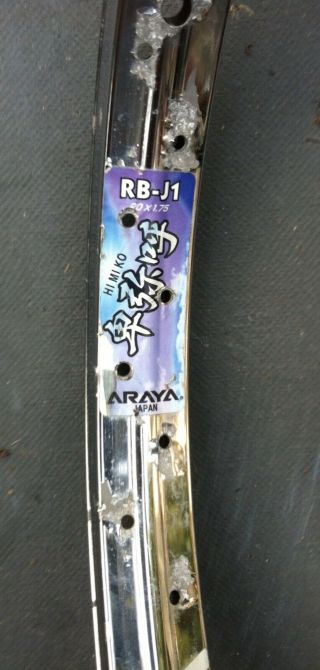Vintage Bmx Araya Rim Chrome 20 Inch Rb - J1 Japan 48 Old School Rainbow Decals