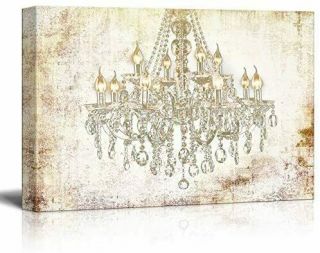 Wall26 Canvas Wall Art - Crystal Clear Chandelier On Vintage Background