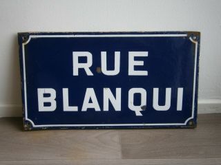 Plaque De Rue Emaille Ancienne " Rue Blanqui " Deco Vintage Xx°s