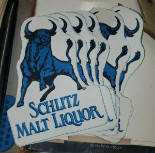6 - Vintage Schlitz Malt Liquor Bull Embroidered Jacket Patch 9 1/2 " X 7 " Rare