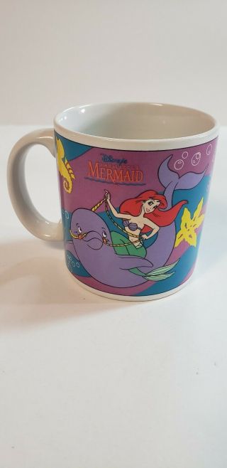 Disney The Little Mermaid Coffee Cup Mug Vtg 90 