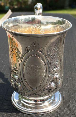 Antique Victorian English Sterling Silver Cup/ Mug Monogramed / Halmarks