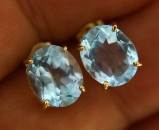 Vintage 8 Ctw Topaz Stud Earring In 14 Kt Yellow Gold