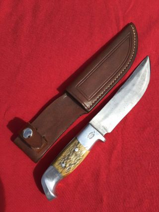 Vintage R.  H.  Ruana Sheath Knife “m” Stamped 6” Bonner,  Mt.  Hunting Knife