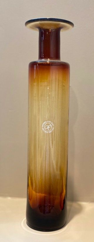 Greenwich Flint Craft Vintage/mcm Handblown Glass Vase Amber