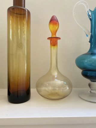 Greenwich Flint Craft Vintage/MCM Handblown Glass Vase Amber 2