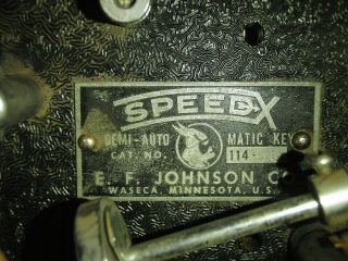 Vintage E.  F.  Johnson Speed - X 114 - 520 Semi - Automatic Telegraph Key 2