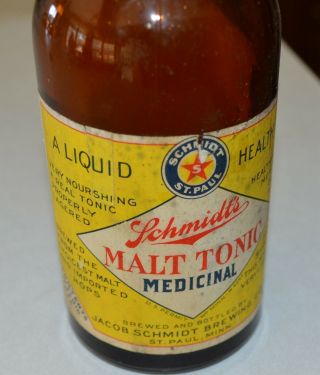 Prohibition Paper Label Schmidt ' s Beer St.  Paul MN Malt Tonic Bottle 2 alcohol 3