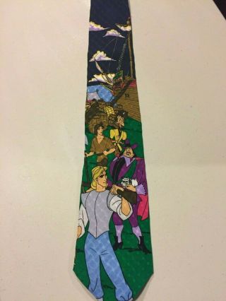 Disney Pocahontas Silk Necktie With John Smith Gov Ratcliffe And Percy The Pug