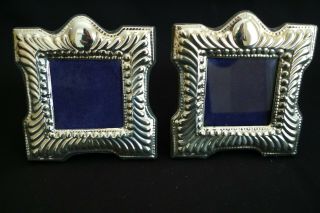 Antique Sterling Silver Set Of (2) Square Picture Frames Thomas F Brogan 3 1/2 "