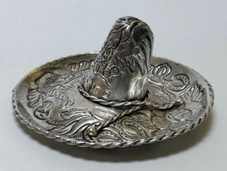 Ornate Sanborns Mexico Sterling Silver Sombrero Pin Dish 48g - Paperweight