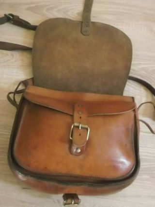 Vintage Leather Cartridge Shooting Hunting Satchel Bag Game Bag Old Strong