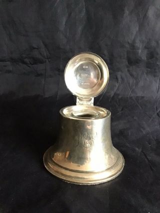 Silver Bell shaped Inkwell marked Z for Zimmerman with glass Liner 190gr.  Gross 2