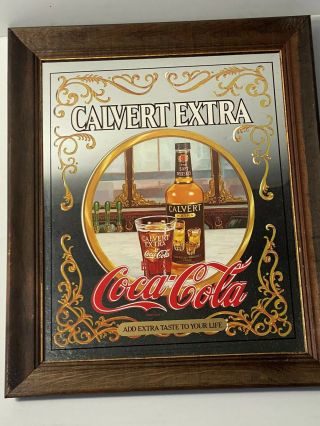 Vintage Calvert Extra Whiskey Coca Cola Bar Mirrored Sign Promo Beverage