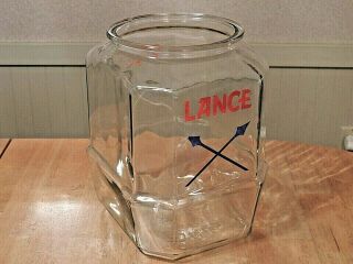 Vintage 8 - Sided Lance Cracker Jar Store Counter Top,  10 1/2 " Tall,  No Lid