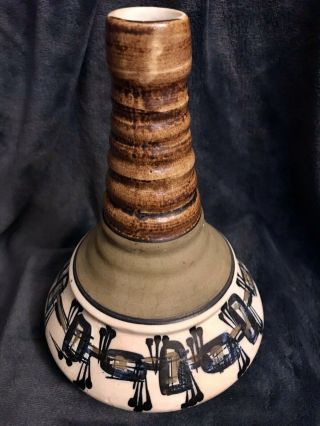 Vintage Harsa Israel Pottery Stoneware Hand Painted Vase 10” Signed 2