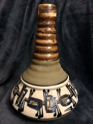 Vintage Harsa Israel Pottery Stoneware Hand Painted Vase 10” Signed 3